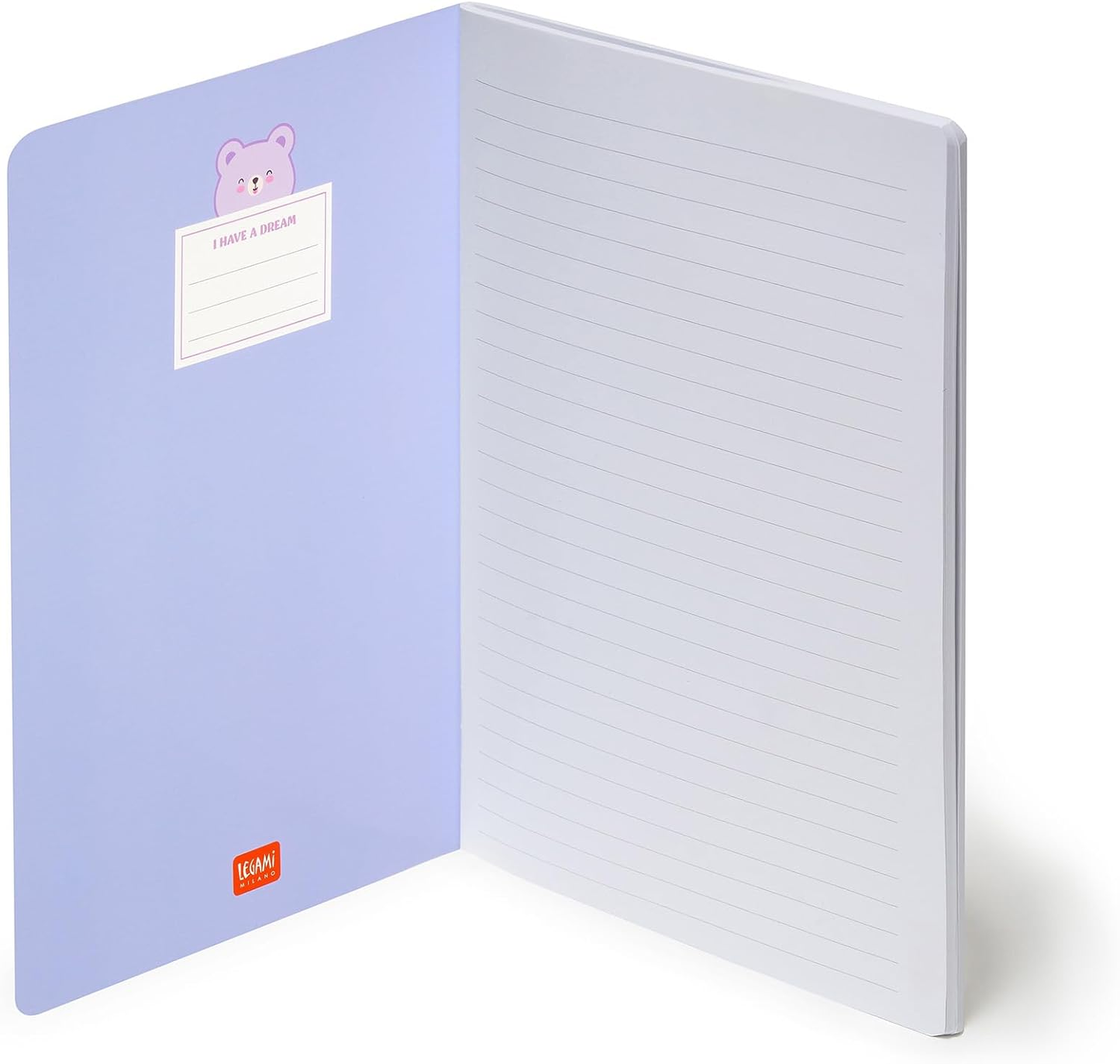 Legami Teddy Bear Lined Notebook – B5 Large, 100 Pages, 7mm Lines, FSC-Certified 100g Paper, Singer Binding, 18.5x24.8cm