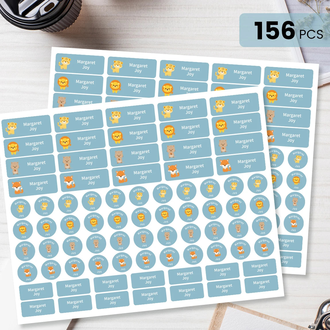 156Pcs Custom Name Labels for Kids, Waterproof School Stickers, Rectangle & Circle Labels for Bottles, Supplies