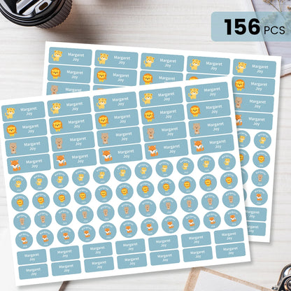 156Pcs Custom Name Labels for Kids, Waterproof School Stickers, Rectangle & Circle Labels for Bottles, Supplies