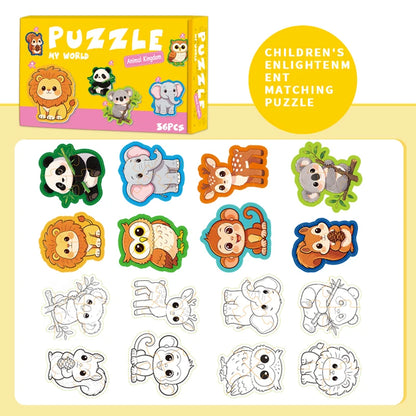 Double-Sided Creative Coloring Jigsaw Puzzle for Children - Engaging Front and Back Design, Ideal Gift for Kids