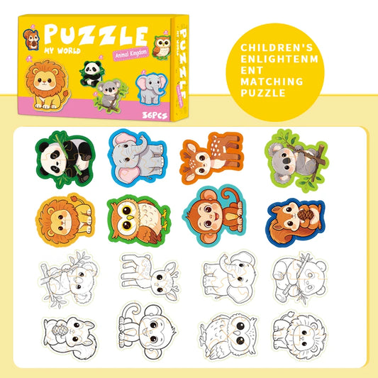 Double-Sided Creative Coloring Jigsaw Puzzle for Children - Engaging Front and Back Design, Ideal Gift for Kids