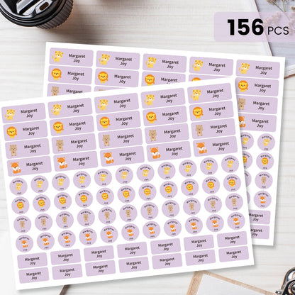 156Pcs Custom Name Labels for Kids, Waterproof School Stickers, Rectangle & Circle Labels for Bottles, Supplies