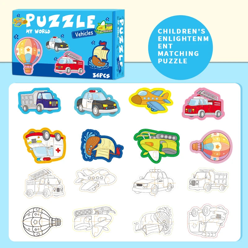 Double-Sided Creative Coloring Jigsaw Puzzle for Children - Engaging Front and Back Design, Ideal Gift for Kids