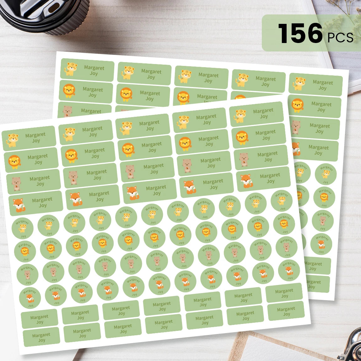 156Pcs Custom Name Labels for Kids, Waterproof School Stickers, Rectangle & Circle Labels for Bottles, Supplies