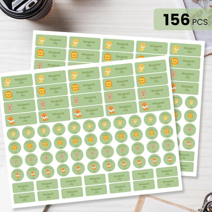 156Pcs Custom Name Labels for Kids, Waterproof School Stickers, Rectangle & Circle Labels for Bottles, Supplies