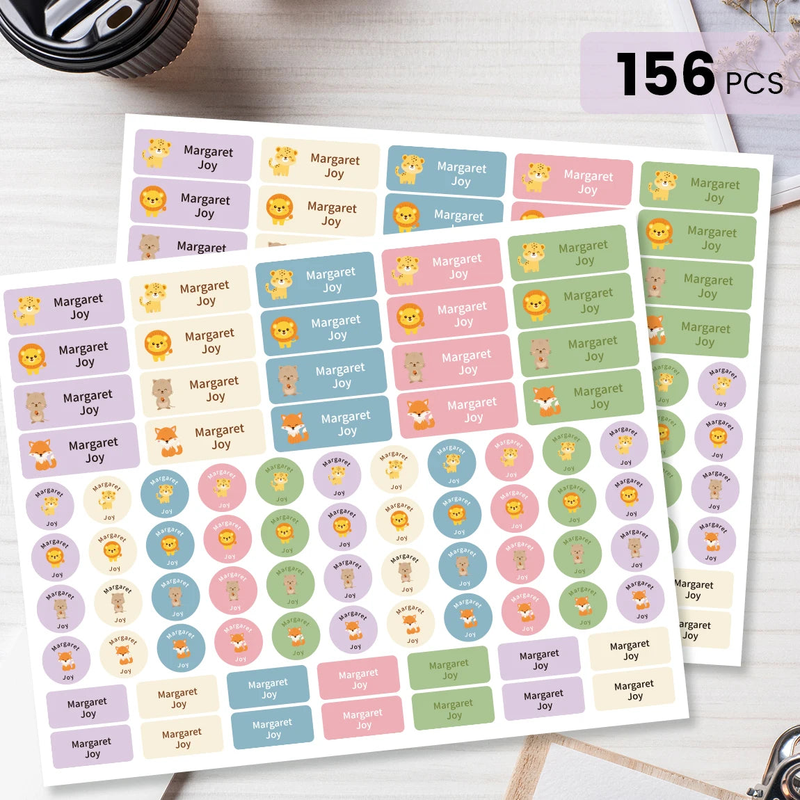 156Pcs Custom Name Labels for Kids, Waterproof School Stickers, Rectangle & Circle Labels for Bottles, Supplies
