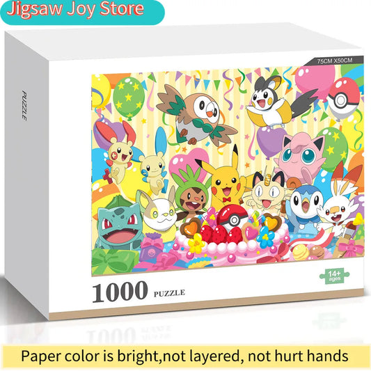 Pokemon Birthday Party Jigsaw Puzzle Colorful for Kids Anime Intellectual Game Toy Relieve Stress