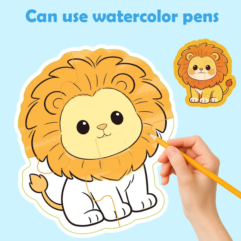 Double-Sided Creative Coloring Jigsaw Puzzle for Children - Engaging Front and Back Design, Ideal Gift for Kids