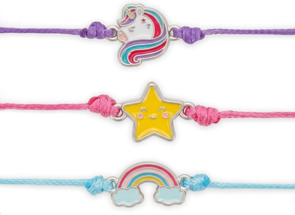 Legami Better Together Unicorn Bracelet Set – 3 Friendship Bracelets, Enamel Charm, Adjustable Cord, Zinc Alloy