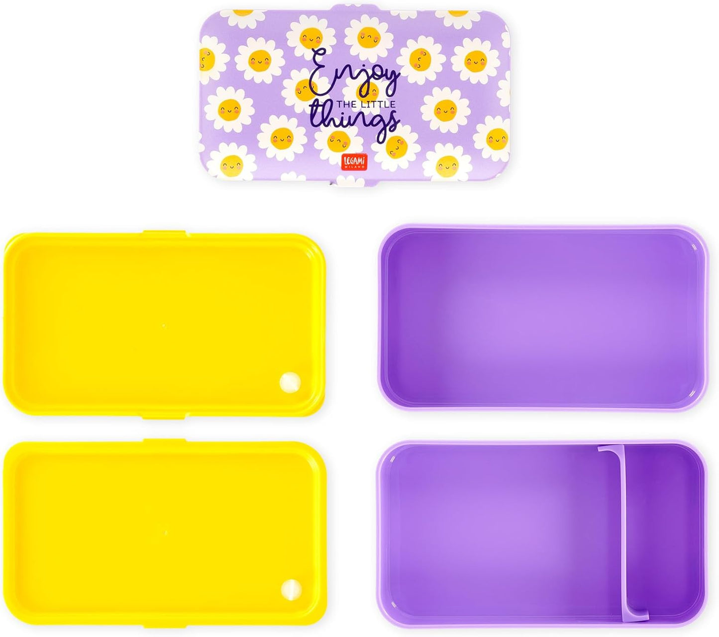 - Porta Pranzo, Lunch Box Con 3 Posate Incluse, Daisy, Contenitore Porta Pranzo, Capacità 1200 Ml, a Prova Di Perdite, Adatto a Microonde E Lavastoviglie, Ideale per Scuola, Ufficio, Lavoro