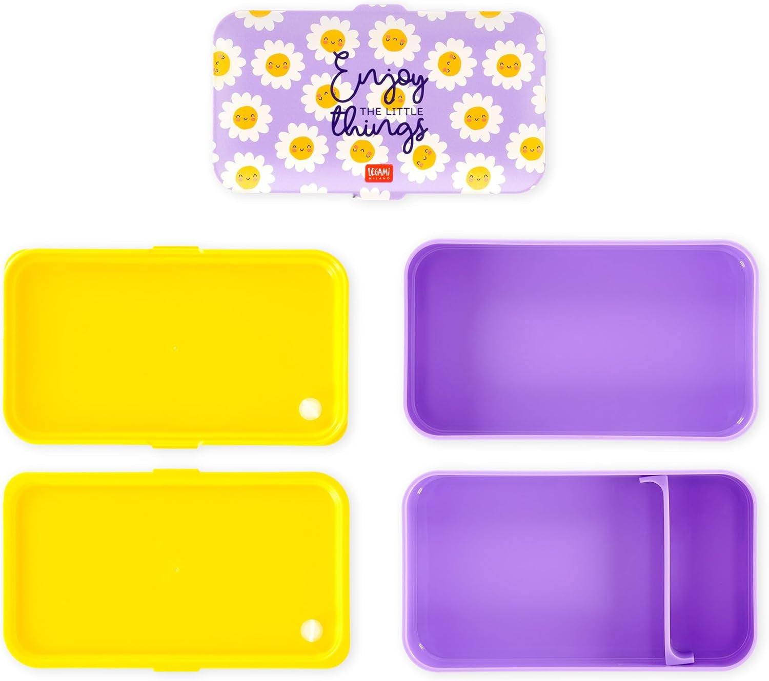 - Porta Pranzo, Lunch Box Con 3 Posate Incluse, Daisy, Contenitore Porta Pranzo, Capacità 1200 Ml, a Prova Di Perdite, Adatto a Microonde E Lavastoviglie, Ideale per Scuola, Ufficio, Lavoro