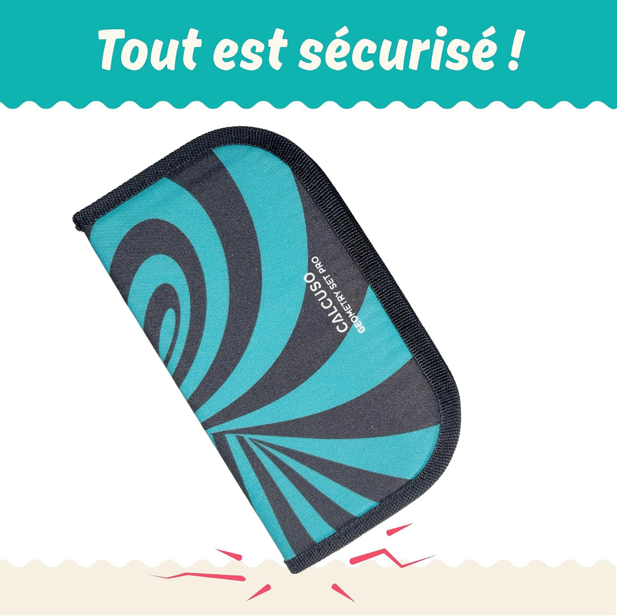 Set De Géométrie PRO En Trousse Turquoise Avec Compas, Règle, Rapporteur Et Équerre – Pour École, College, Bureau Et Université