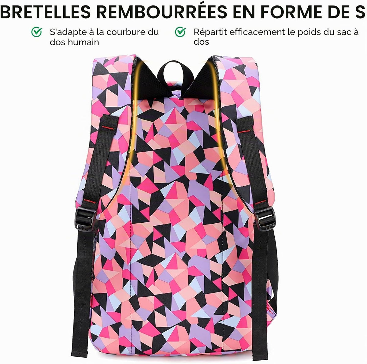 Sac À Dos Scolaire Set Fille 3 En 1 Cartable En Imperméable Avec Sac À Crayons Pour Enfant Adolescent Idéal Pour L'École/Les Loisirs/Le Voyage/La Randonnée