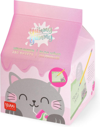 - Bloc Mémo Yummy Yummy, Bloc-Notes Avec 250 Feuilles Détachables, Papier FSC Certifié, Dimensions 7 X 10 X 7 Cm, Memo Pad Avec Feuilles Vertes, Kitty