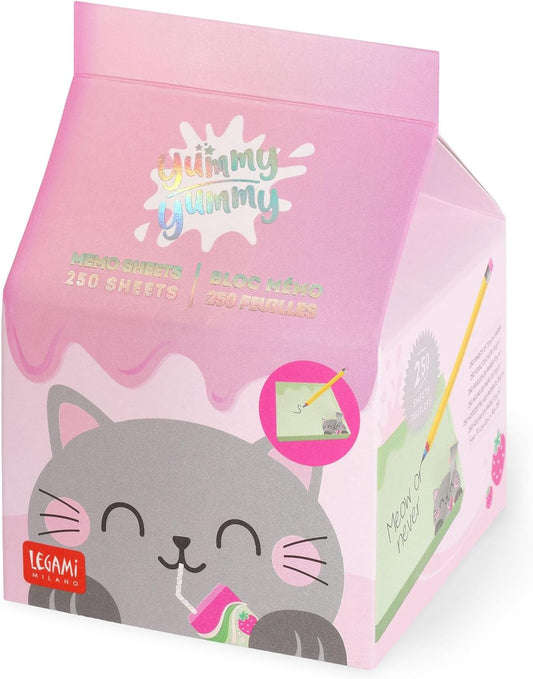 - Bloc Mémo Yummy Yummy, Bloc-Notes Avec 250 Feuilles Détachables, Papier FSC Certifié, Dimensions 7 X 10 X 7 Cm, Memo Pad Avec Feuilles Vertes, Kitty