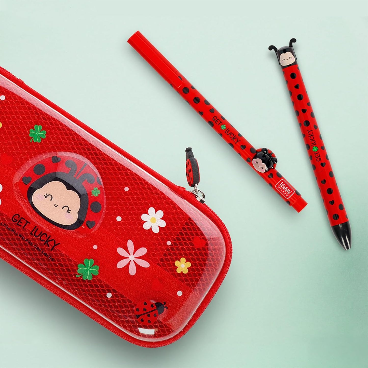 - Stylo Bicolore, Thème Ladybug, Encre Noire Et Rouge, Click&Clack, Idéal Pour L'École, Le Bureau Et La Maison, Bicolore, Pointe De 1 Mm De Diamètre