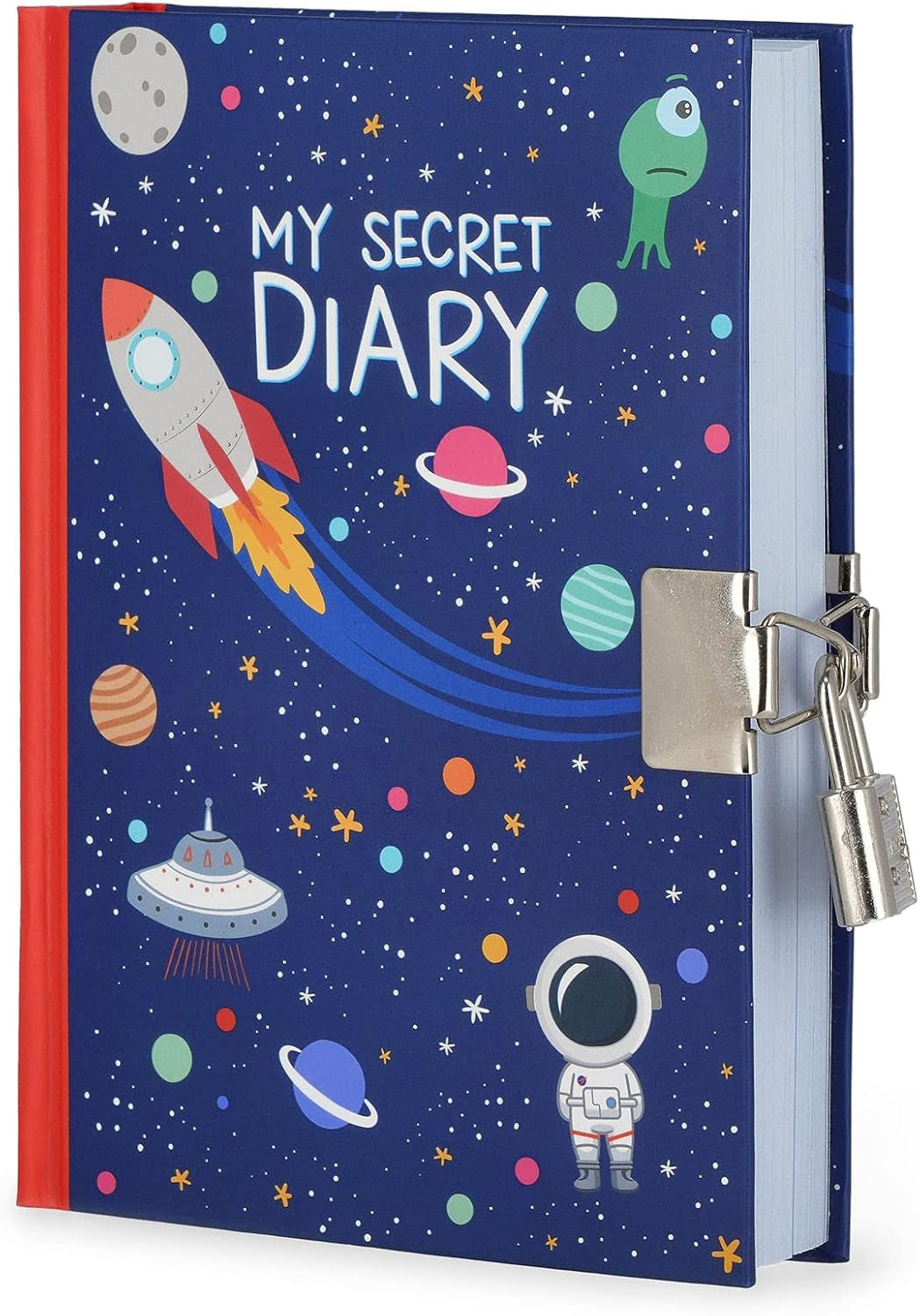 - Diario Segreto Con Lucchetto, 328 Pagine, Con Segnapagina, in Carta Certificata,11X15,5 Cm, Tema Space