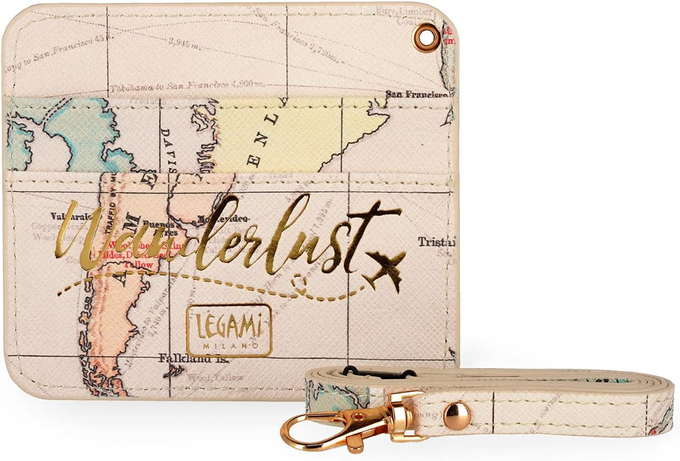 - Porta Badge, Da Collo, 1 Finestra Trasparente, Tasche per Tessere, Cordino Con Moschettone, Chiusura Con Clip Di Sicurezza, Perfetto per Infermieri, 10,4X9 Cm, Tema Travel