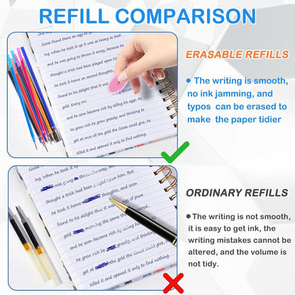 32X Mines De Rechange Effaçables,Compatible Avec Legami | Pointe 0,7 Mm, Hauteur 13 Cm,Encre Gel Thermosensible (Multicolore-32)