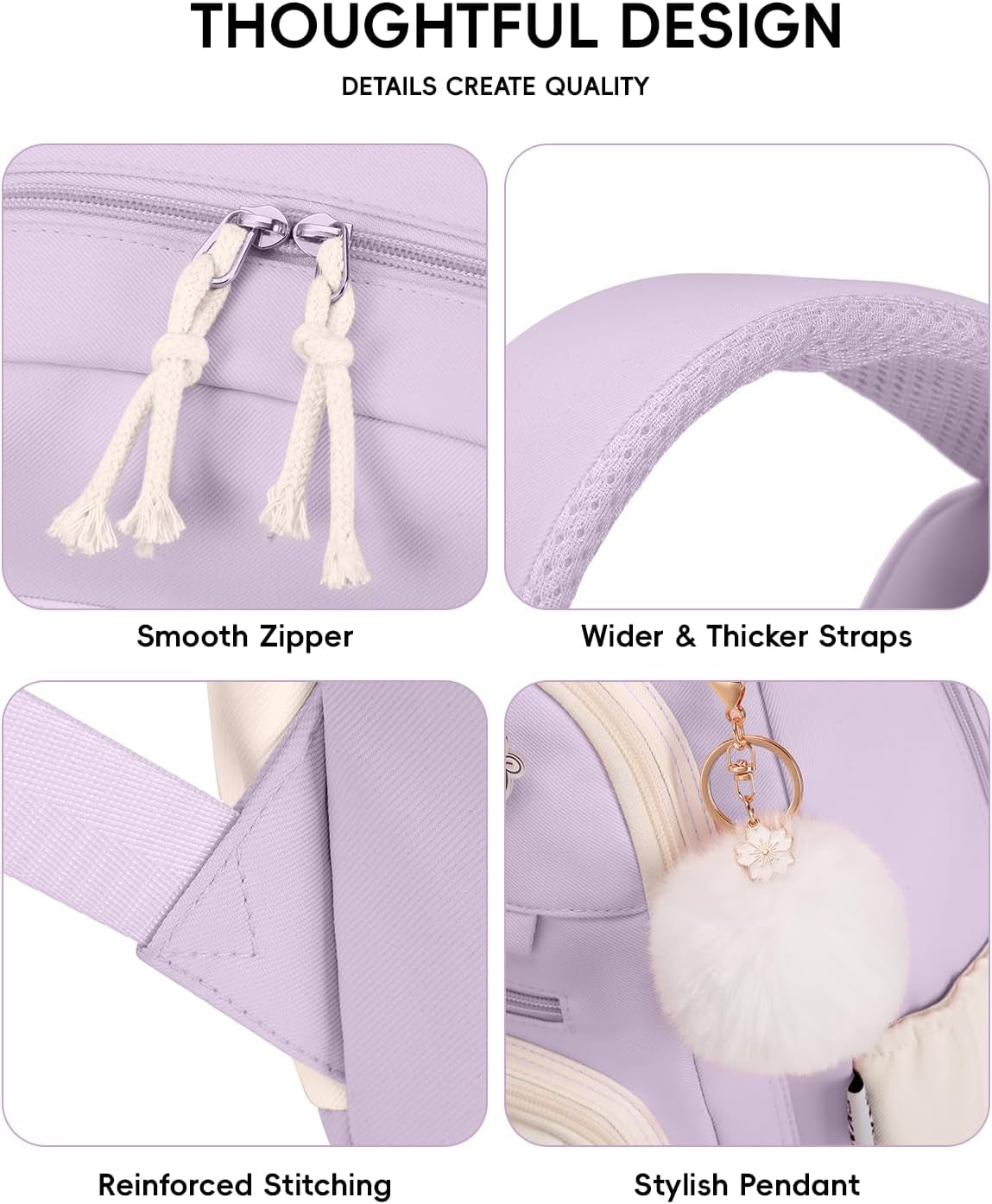 Cartable Fille Primaire, Ensemble De Sac D Ecole Fille College | Sac À Dos Décontracté Pour Adolescent Filles Avec Sac À Bandoulière Et Trousse À Crayons, Violet