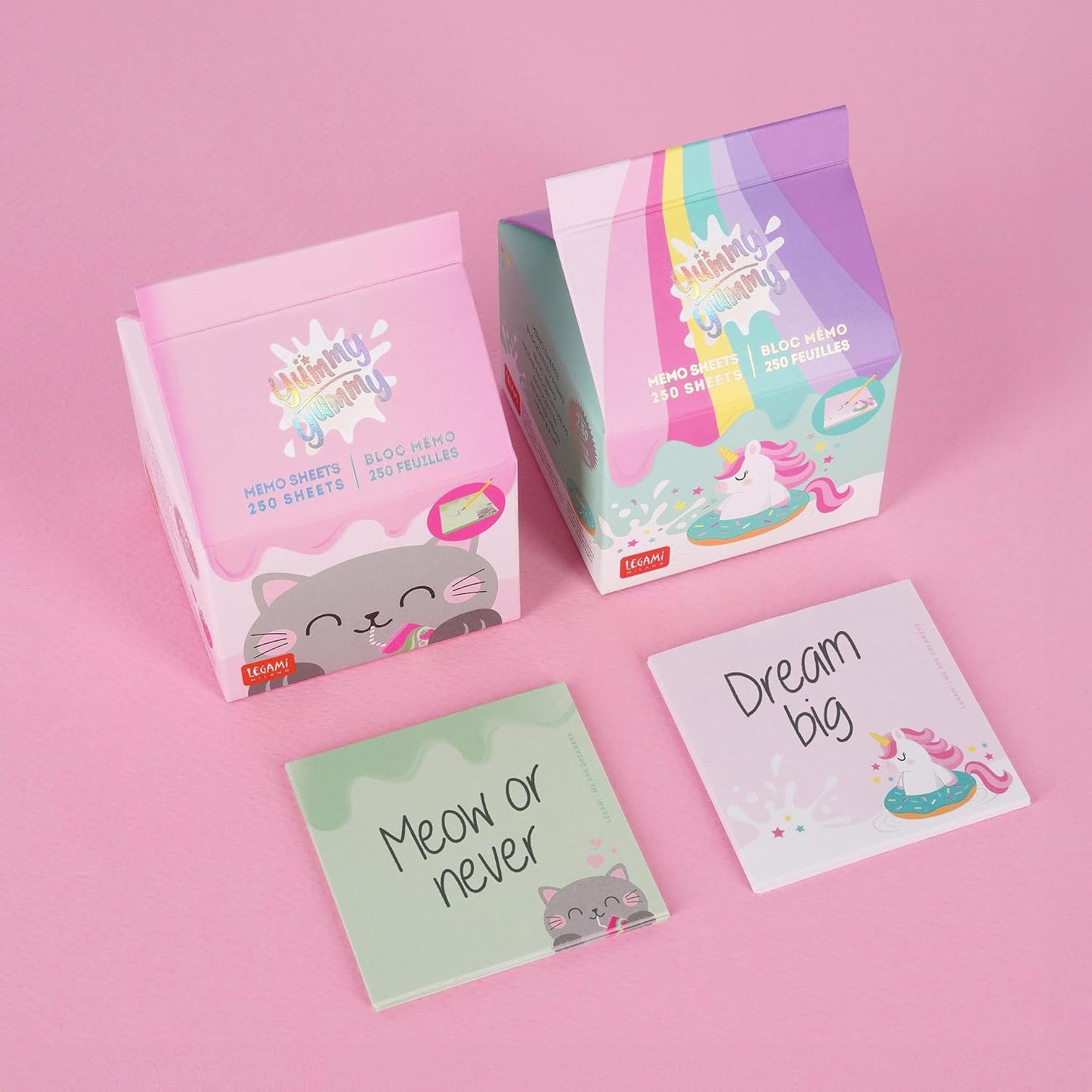- Bloc Mémo Yummy Yummy, Bloc-Notes Avec 250 Feuilles Détachables, Papier FSC Certifié, Dimensions 7 X 10 X 7 Cm, Memo Pad Avec Feuilles Vertes, Kitty