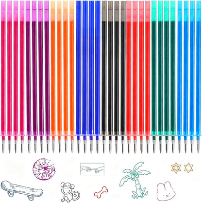 32X Mines De Rechange Effaçables,Compatible Avec Legami | Pointe 0,7 Mm, Hauteur 13 Cm,Encre Gel Thermosensible (Multicolore-32)