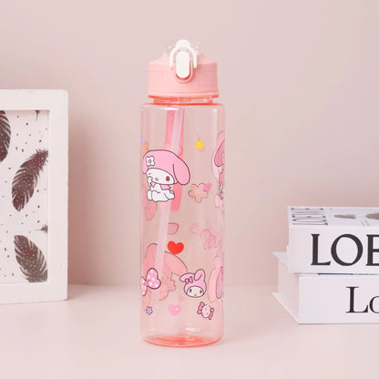 800ML Hello Kitt Straw Cup Large Capacity Straw Cup Adorable Cartoon Water Bottle Sports Outdoor Water Bottle Christmas Gift