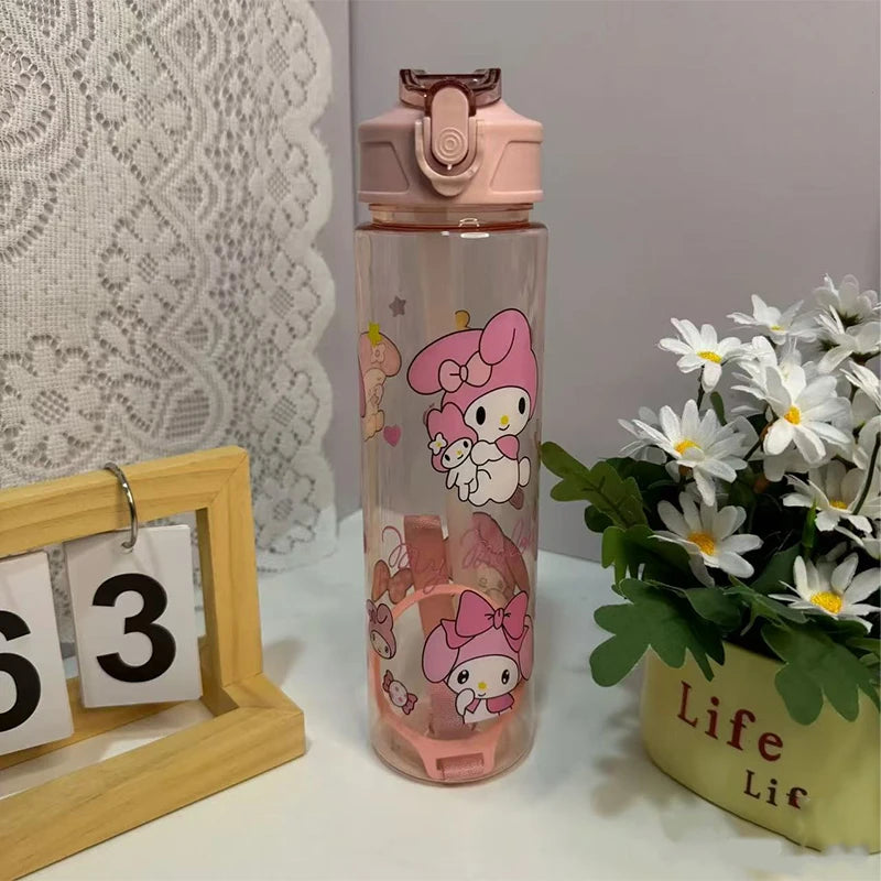 800ML Hello Kitt Straw Cup Large Capacity Straw Cup Adorable Cartoon Water Bottle Sports Outdoor Water Bottle Christmas Gift