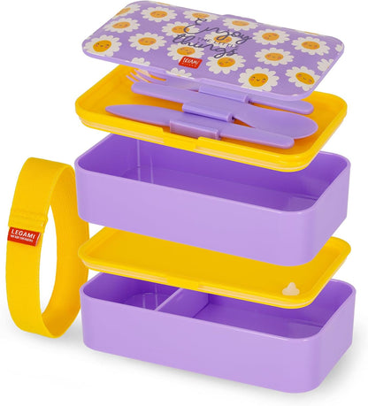 - Porta Pranzo, Lunch Box Con 3 Posate Incluse, Daisy, Contenitore Porta Pranzo, Capacità 1200 Ml, a Prova Di Perdite, Adatto a Microonde E Lavastoviglie, Ideale per Scuola, Ufficio, Lavoro