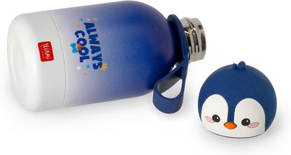 - Borraccia Termica per Bambini Hot&Cold BFF, Tema Penguin, in Inox 18/8 a Doppio Strato Con Chiusura Ermetica, Conserva Il Caldo per 12H E Il per Freddo 24H, Capacità 310 Ml